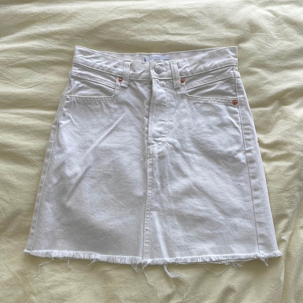 Mango white denim mini skirt, size XS
